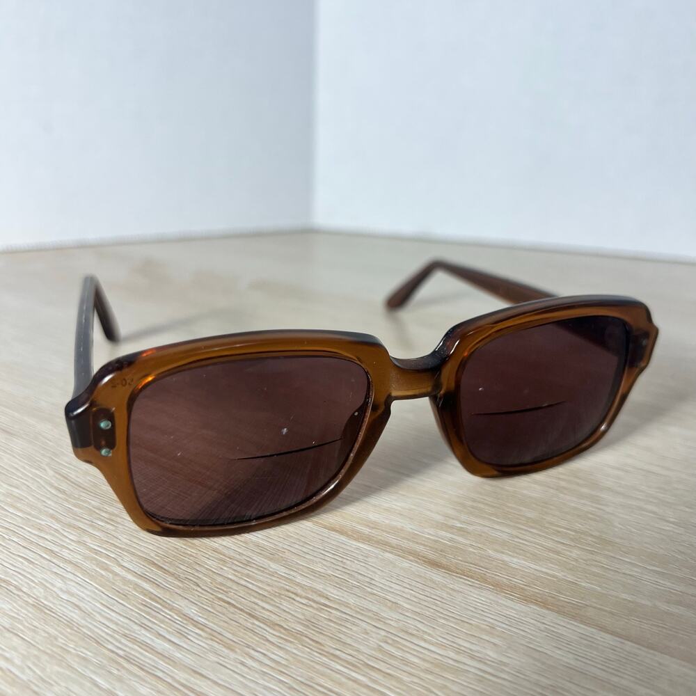 Vintage USS 4 1/2-5 3/4 50-20 Eyeglasses Sunglasses Brown Unisex Frame Military